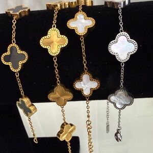 Elegant Gold and Silver Clover Bracelets